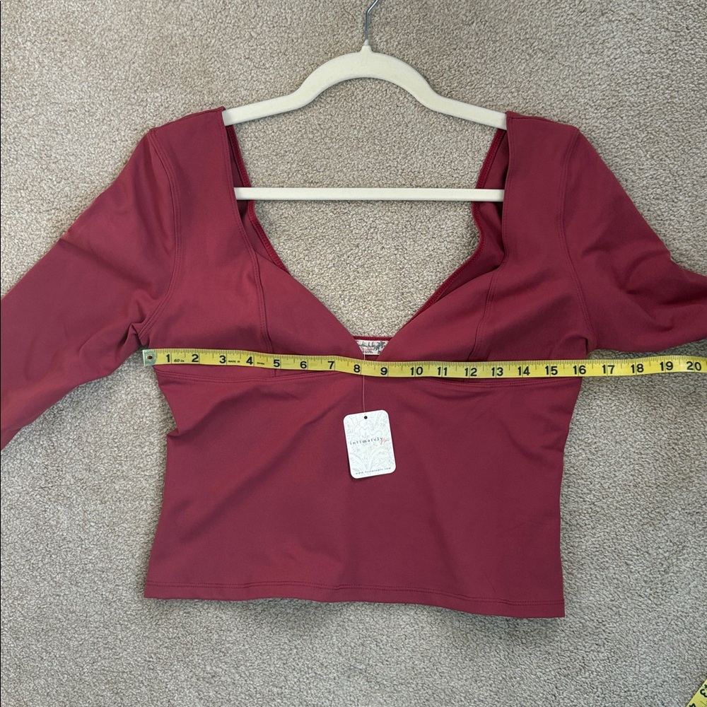 Free People Intimately Duo Corset Long Sleeve Top Earth Red - Picture 6 of 7